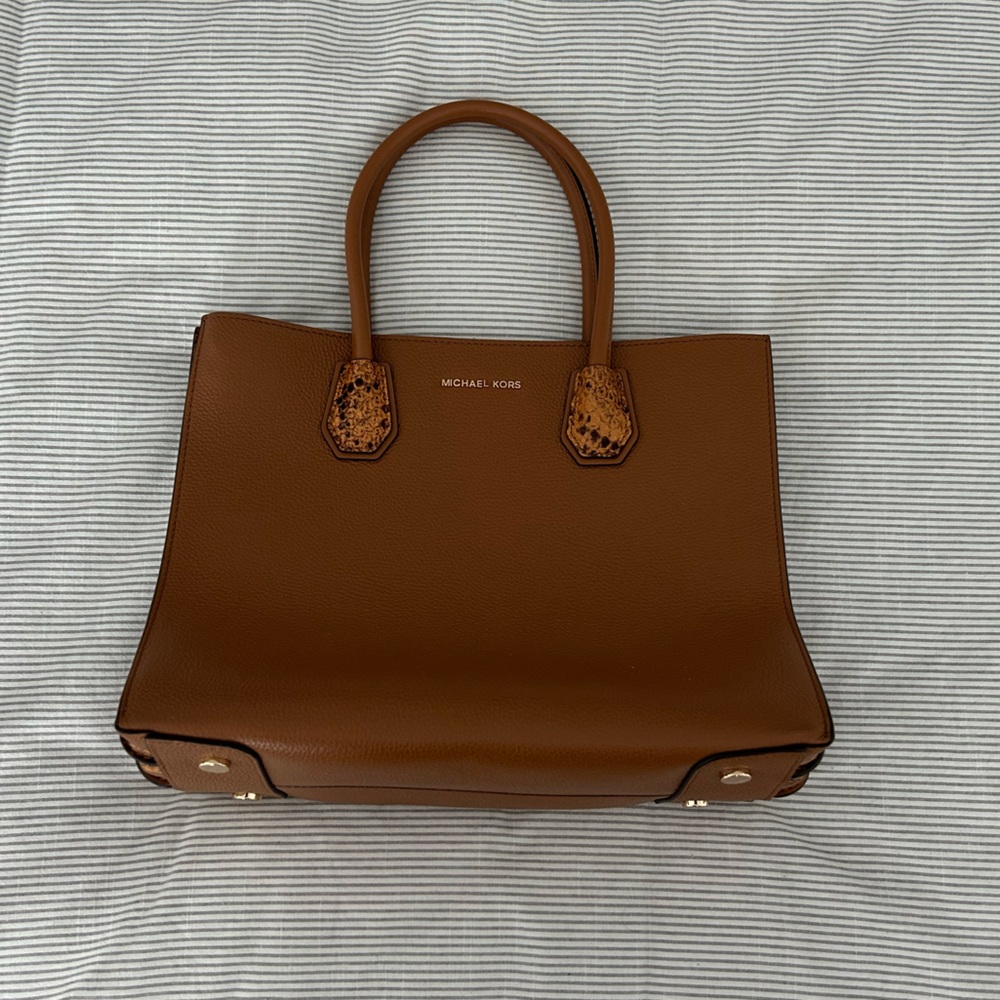 MICHAEL KORS Mercer Convertible Large Tote Python